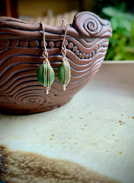 Green Aventurine Wire-wrapped Earrings