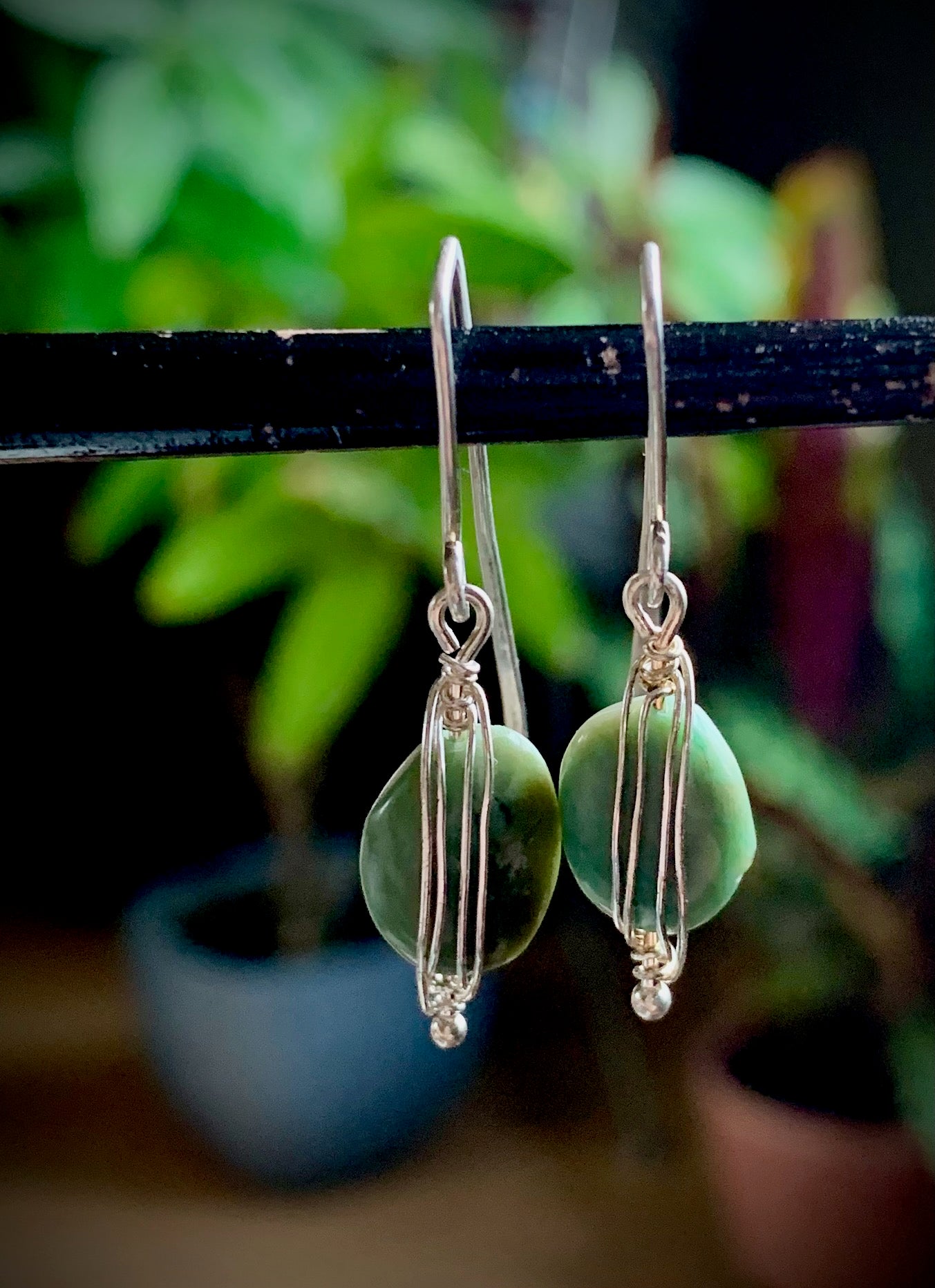 Green Aventurine Wire-wrapped Earrings