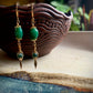 Jade and Fluorite Gold Wire-wrapped Earrings