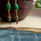 Jade and Fluorite Gold Wire-wrapped Earrings