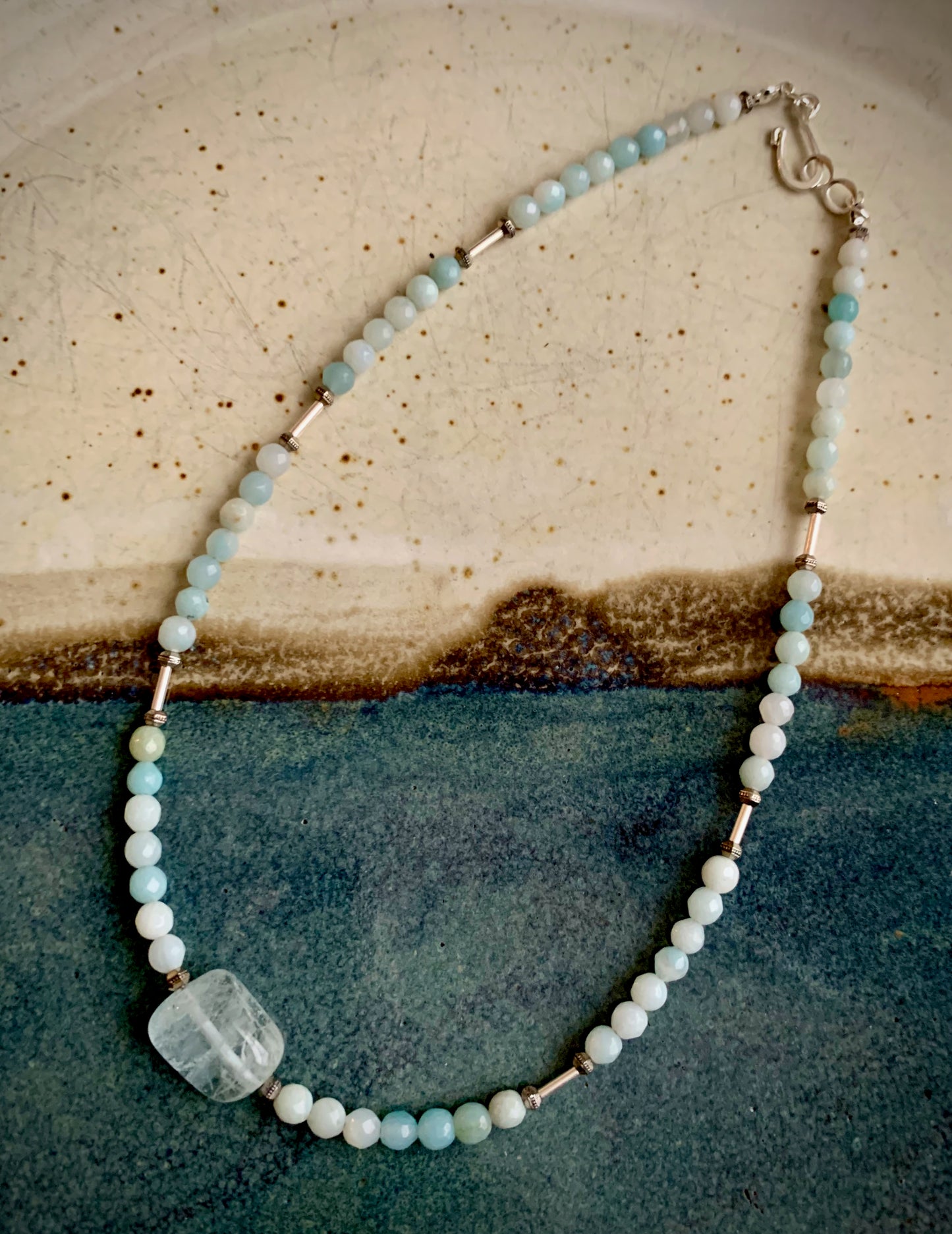 Aquamarine and Amazonite Choker Necklace