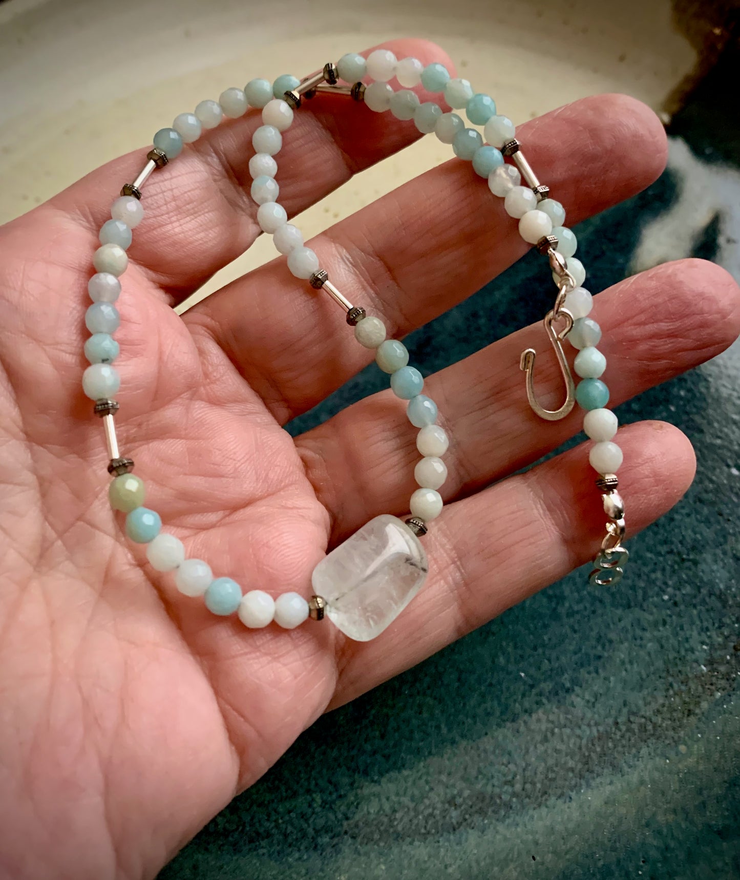 Aquamarine and Amazonite Choker Necklace