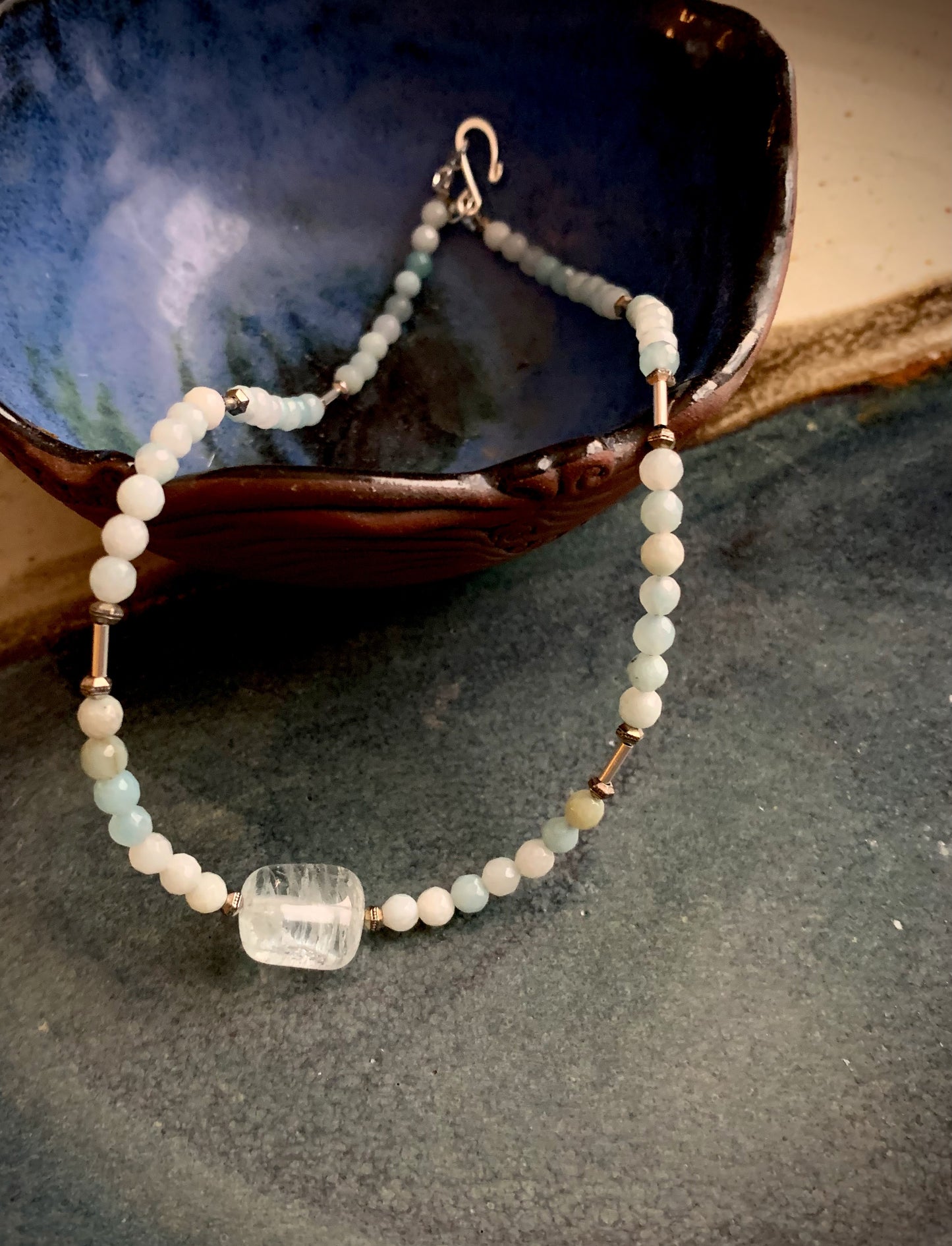 Aquamarine and Amazonite Choker Necklace