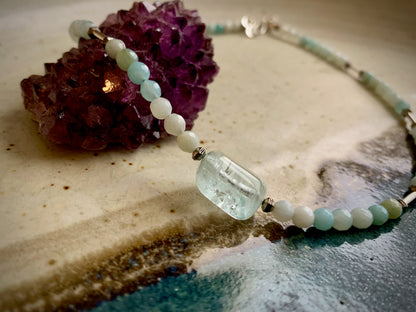 Aquamarine and Amazonite Choker Necklace