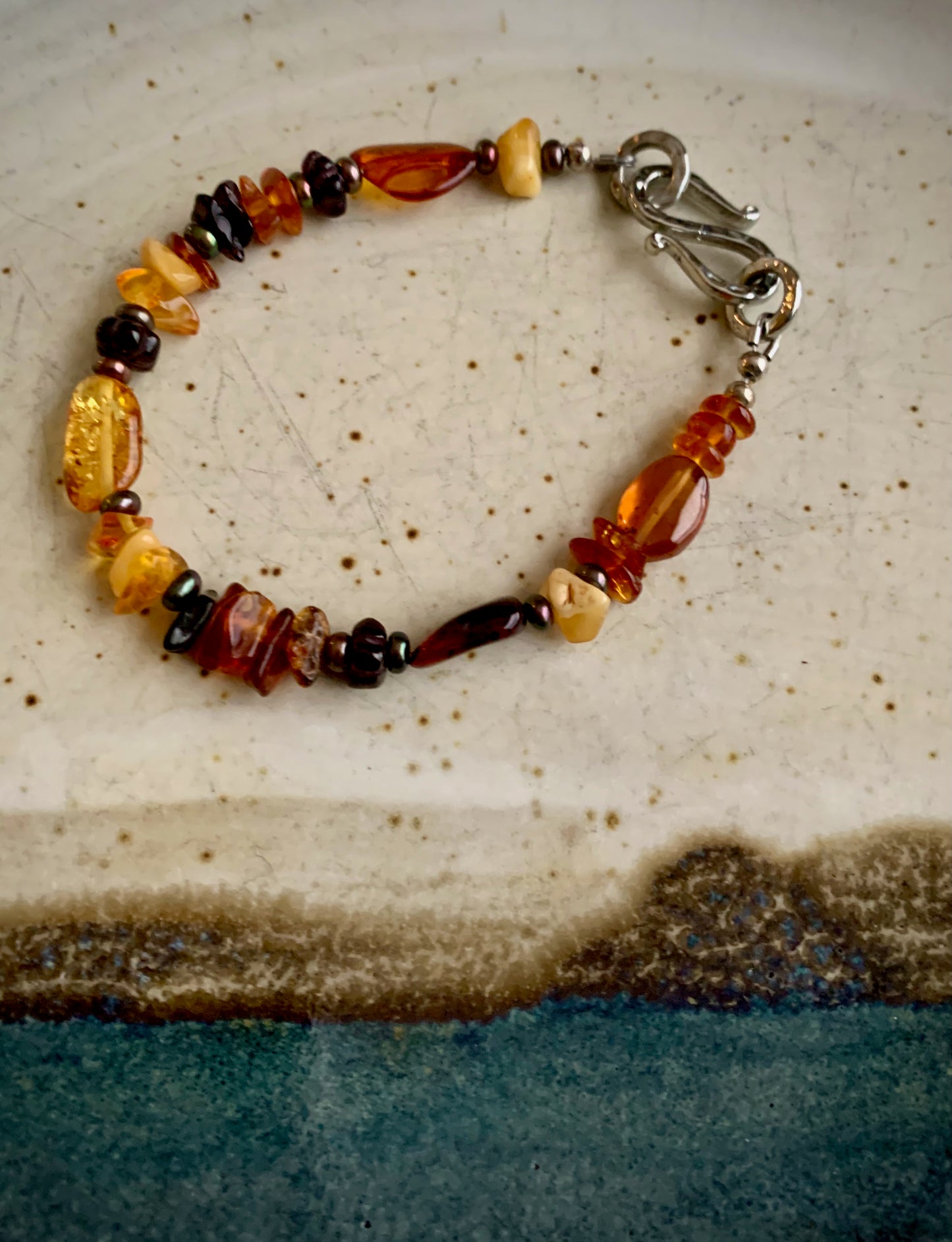 Atia Bracelet - Baltic Amber and Garnet