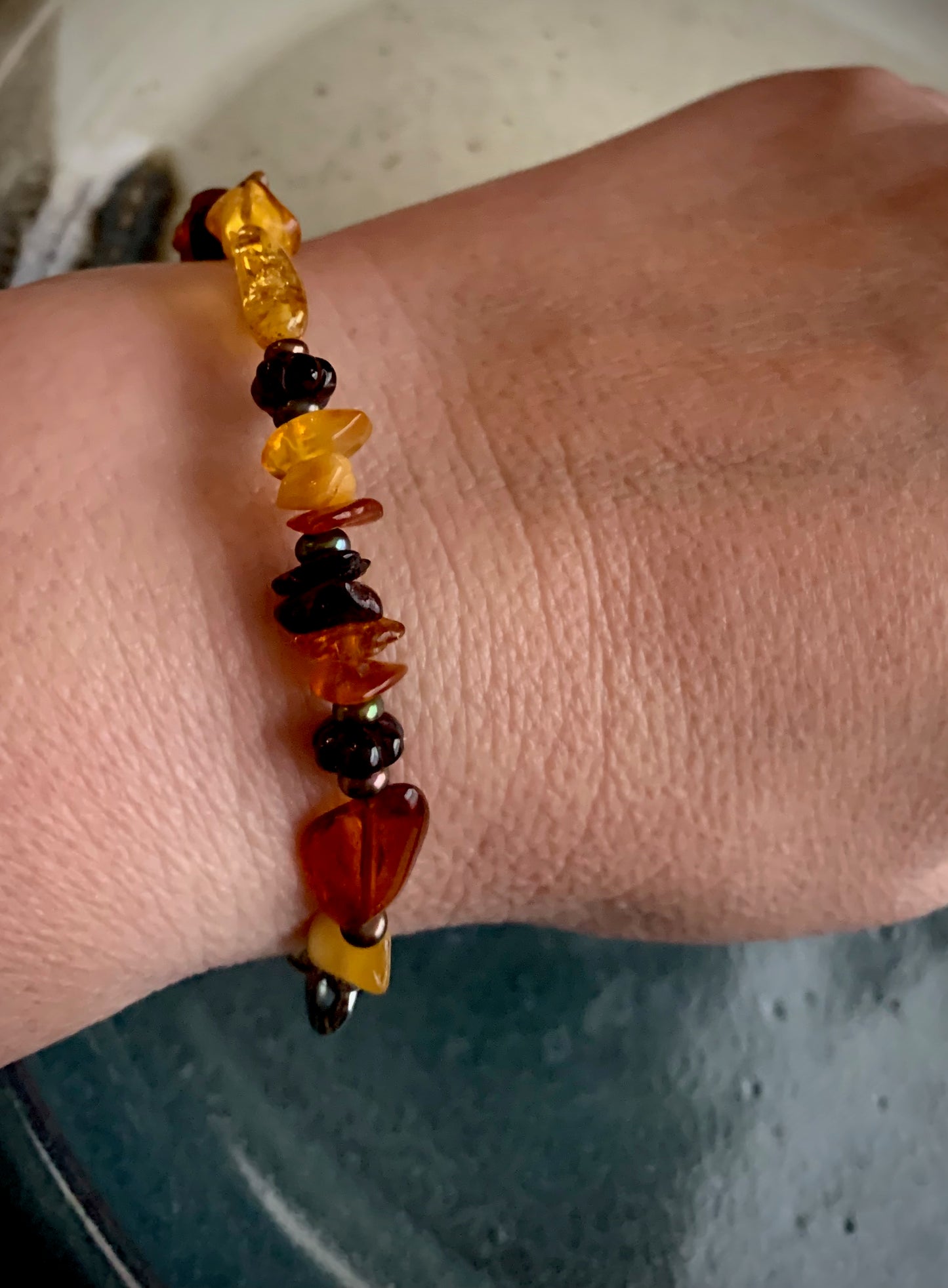 Atia Bracelet - Baltic Amber and Garnet