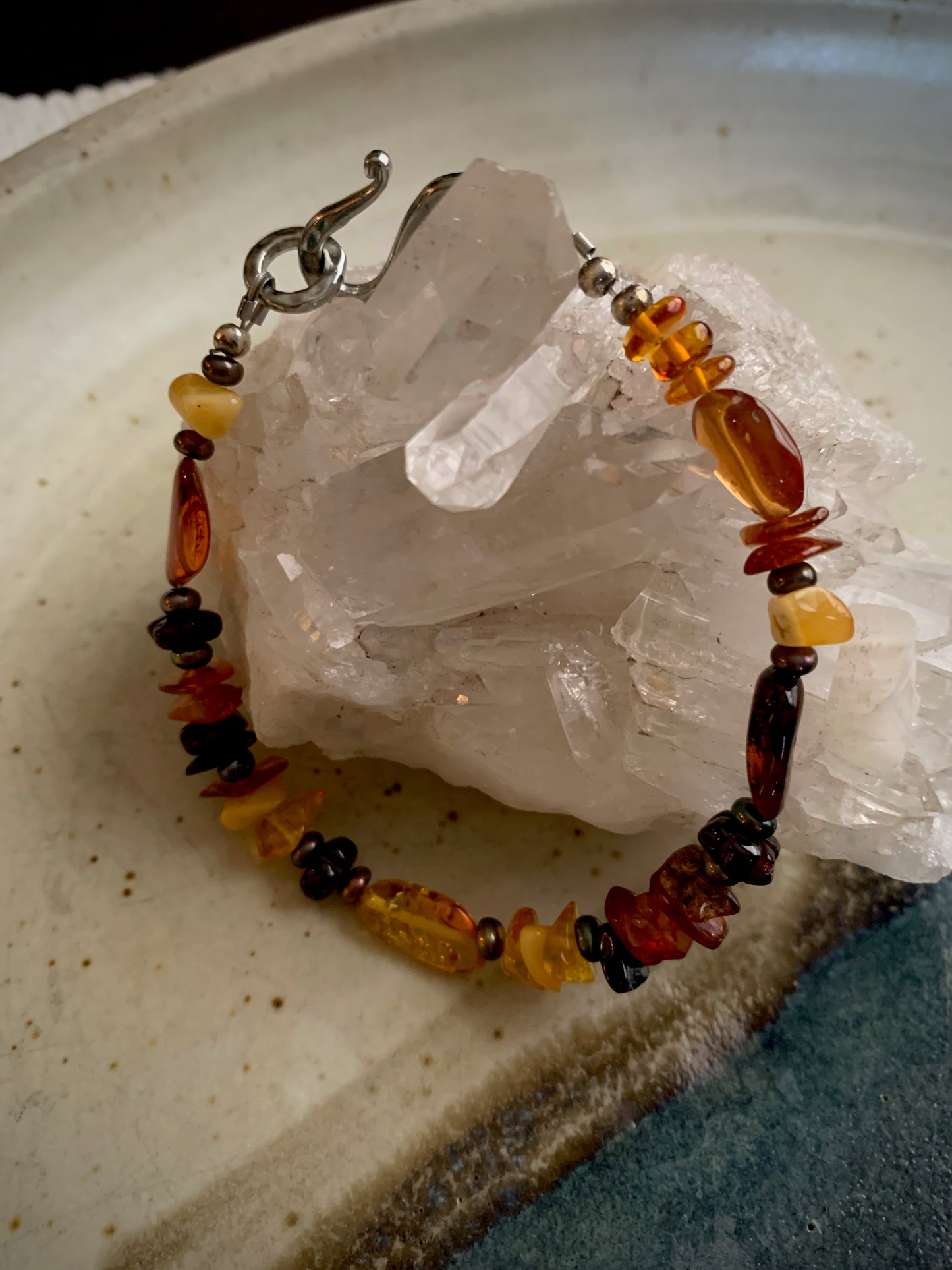 Atia Bracelet - Baltic Amber and Garnet