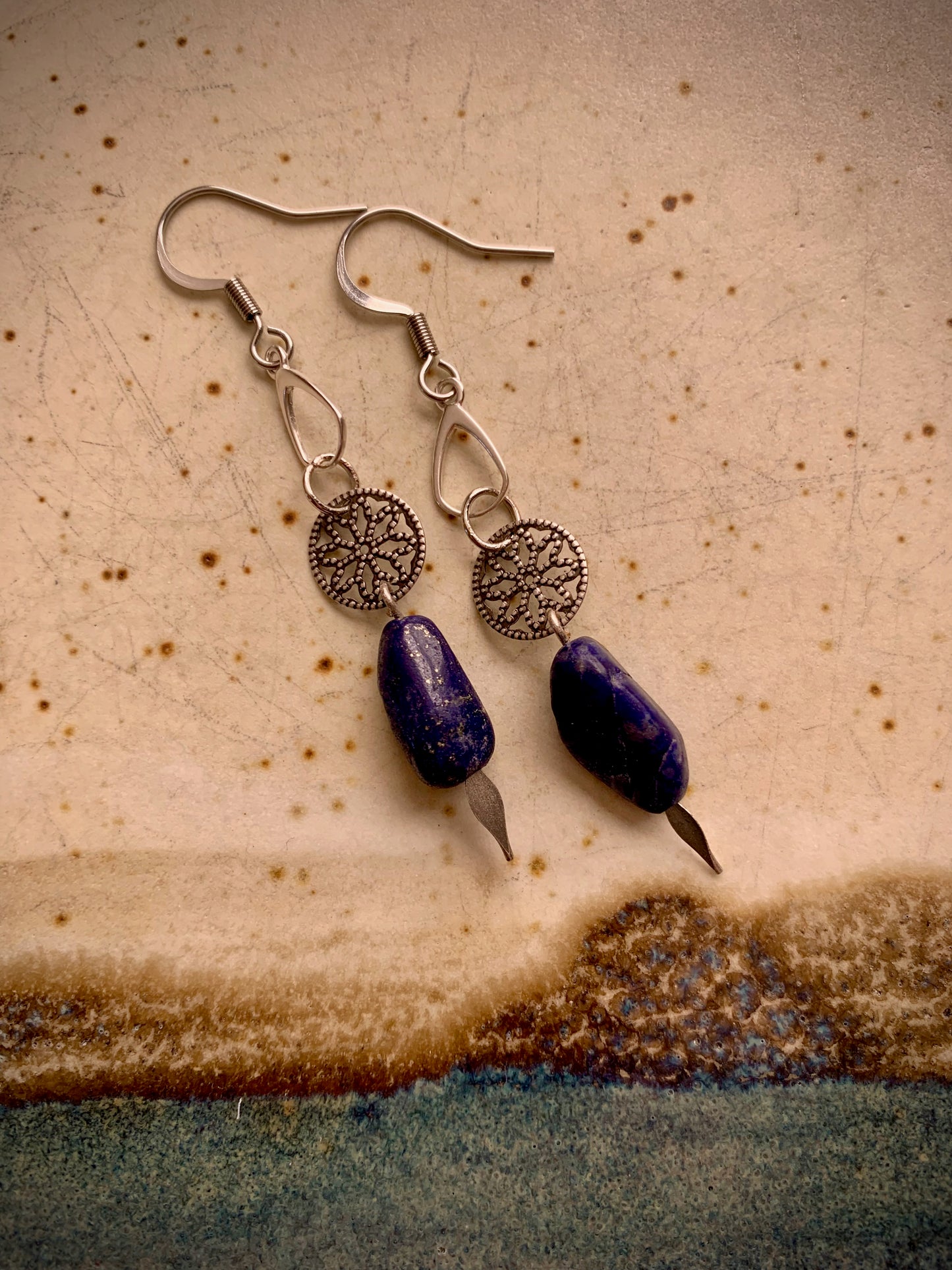 Encanto Earrings - Lapis Lazuli with Sterling Silver Teardrop