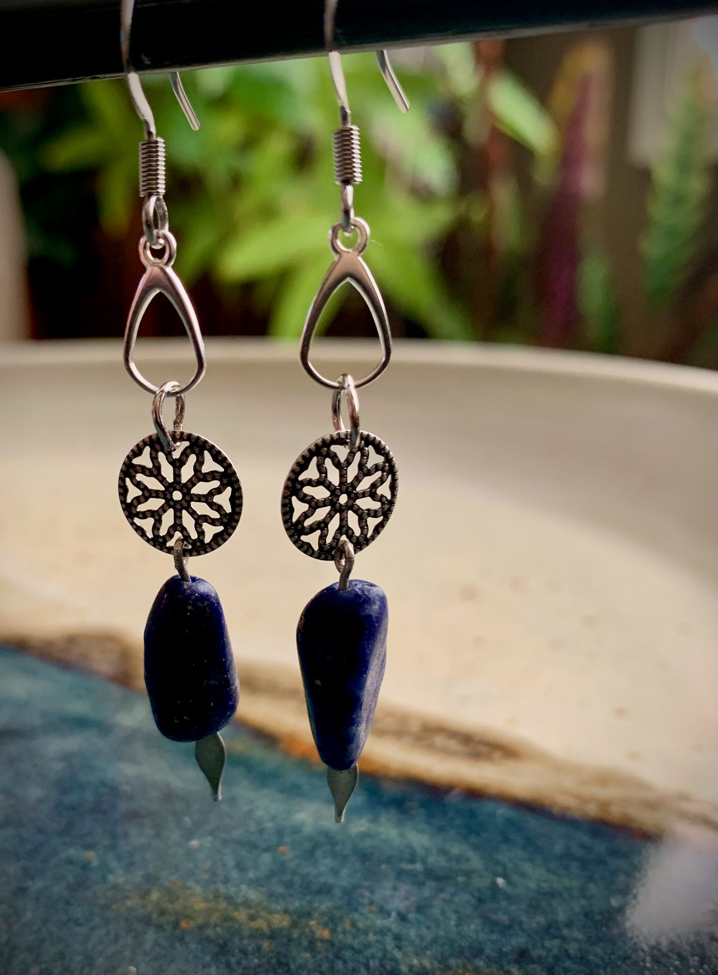 Encanto Earrings - Lapis Lazuli with Sterling Silver Teardrop