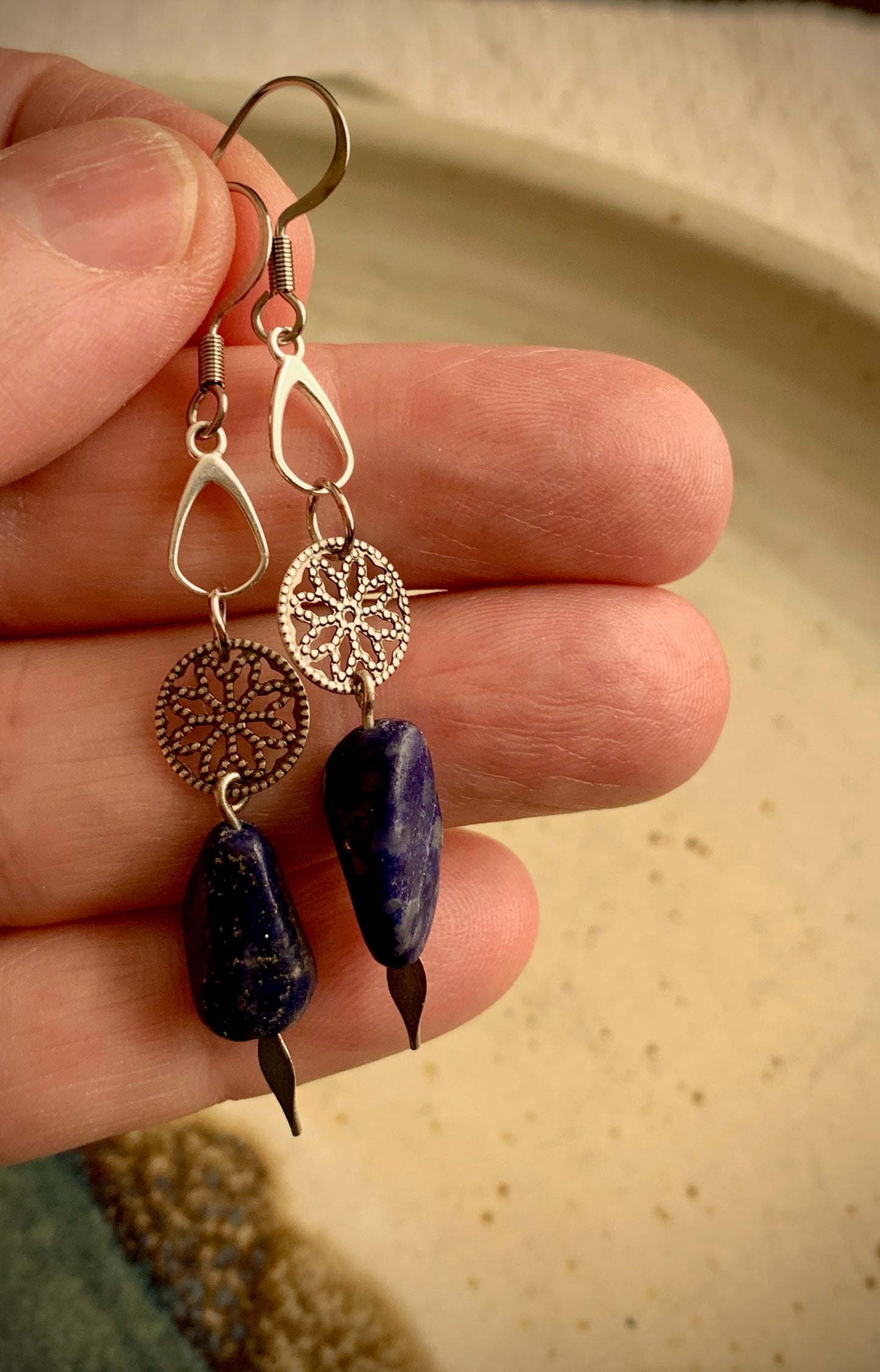 Encanto Earrings - Lapis Lazuli with Sterling Silver Teardrop