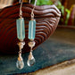 Cielo Earrings - Blue Chalcedony, Pearl, and Aquamarine