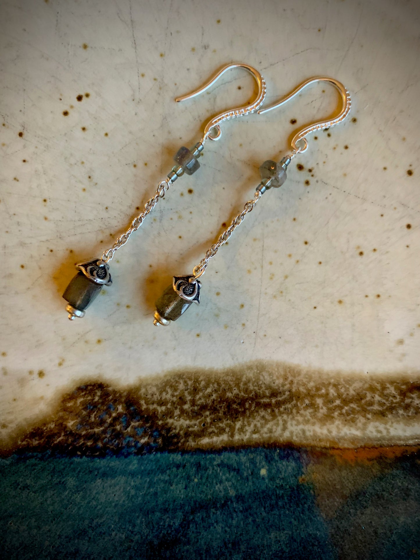 Guapa Earrings - Labradorite Cube and Rondelle Drops