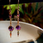 Reina Earrings - Amethyst and Crystal Herringbone Wrapped