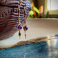 Reina Earrings - Amethyst and Crystal Herringbone Wrapped