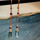 Amor Earrings - Blue Topaz with Garnet Drop