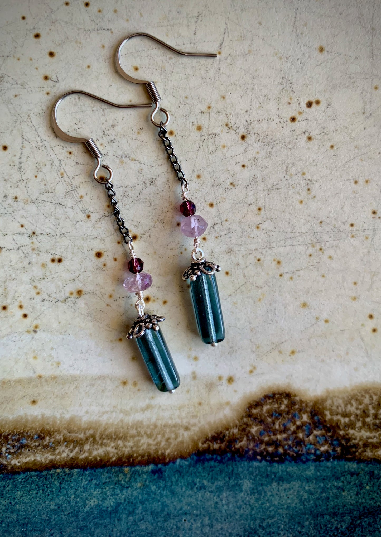 Milagro Earrings - Blue Topaz, Fluorite, and Crystal Drops