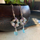 Aqua Chalcedony Drop Earrings with Pearl, Fluorite, Aquamarine Cluster Earring