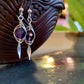 Infinito Earrings - Faceted Amethyst Silver Herringbone Wire Wrapped