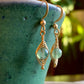 Esperanza Earrings - Green Aventurine Herringbone Gold Wire Wrapped