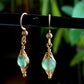 Esperanza Earrings - Green Aventurine Herringbone Gold Wire Wrapped