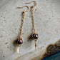 Pearl and Gold Wire Wrapped Drop Earrings