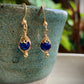 Elegancia Earrings - Gold Herringbone Wire Wrapped Blue Porcelain