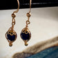 Elegancia Earrings - Gold Herringbone Wire Wrapped Blue Porcelain