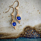 Elegancia Earrings - Gold Herringbone Wire Wrapped Blue Porcelain