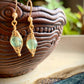 Esperanza Earrings - Green Aventurine Herringbone Gold Wire Wrapped