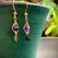 Oro Earrings - Amethyst Herringbone Gold Wire