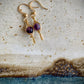 Oro Earrings - Amethyst Herringbone Gold Wire