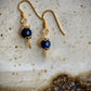 Onyx and Gold Bell Cap Earrings