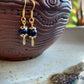 Onyx and Gold Bell Cap Earrings