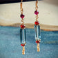 Mariposa Earrings - Blue Topaz and Garnet