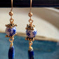 Flor Earrings - Lapis Lazuli and Ceramic Beads