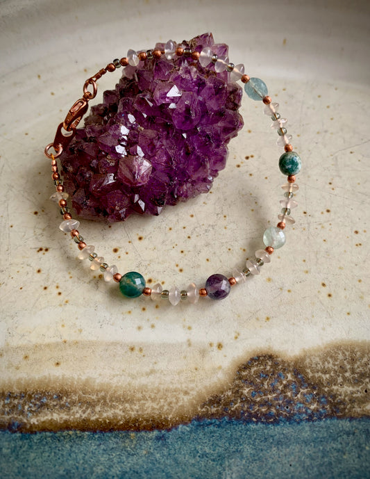 Naise Bracelet - Fluorite, Misty Quartz, Copper