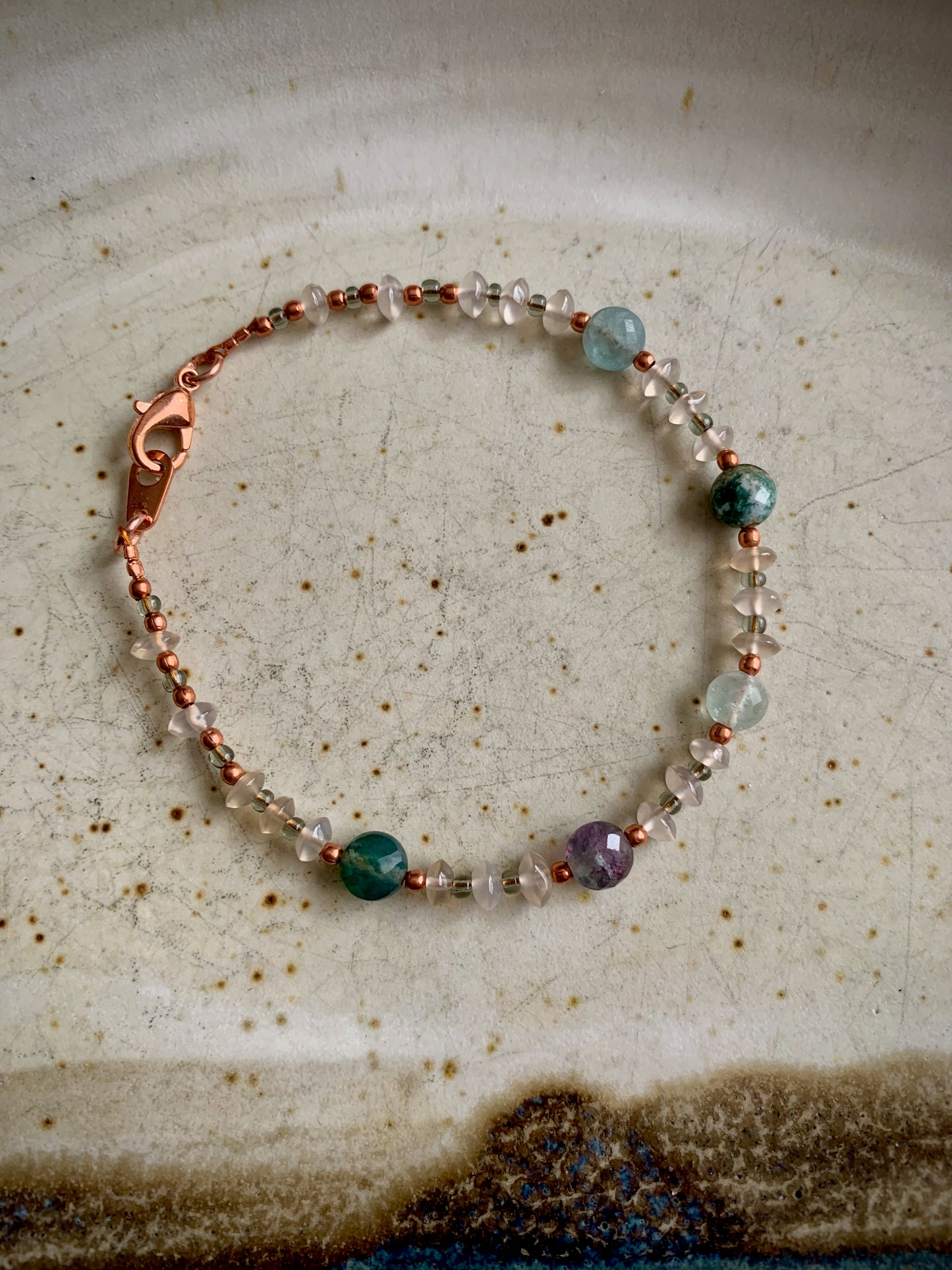 Naise Bracelet - Fluorite, Misty Quartz, Copper