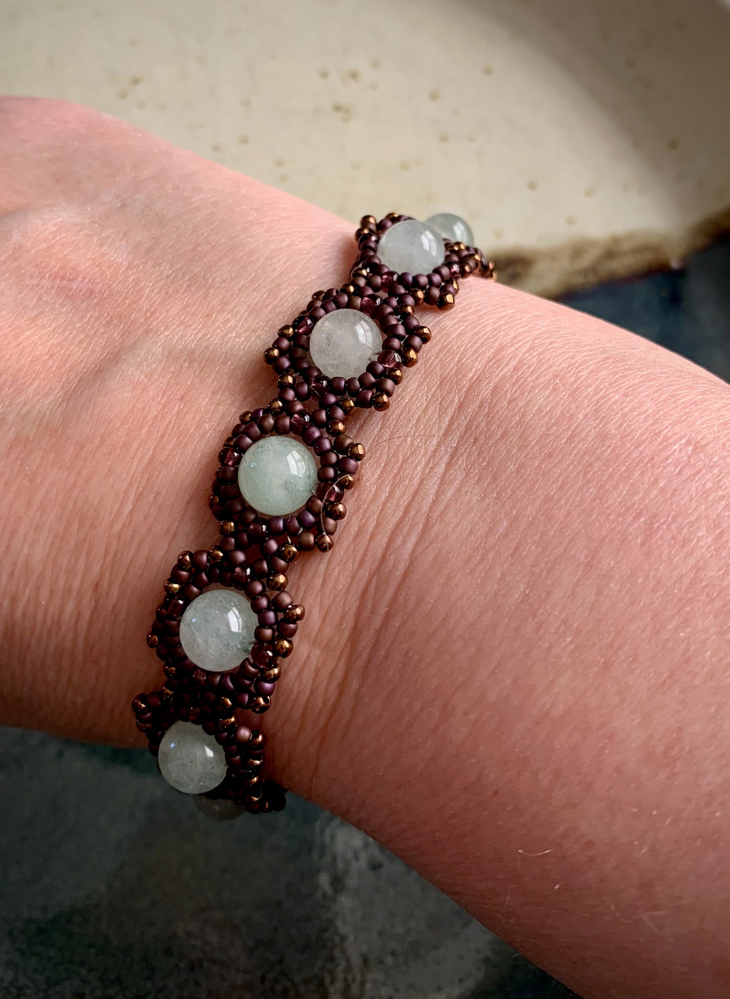 Maira Bracelet - Milky Quartz and seed beads