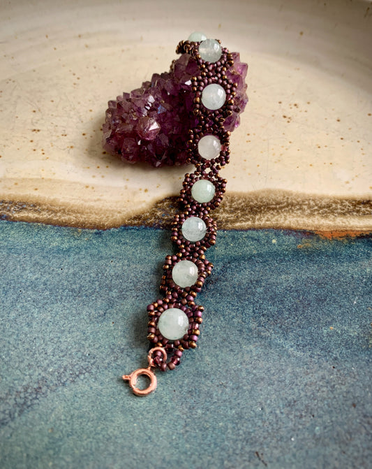 Maira Bracelet - Milky Quartz and seed beads