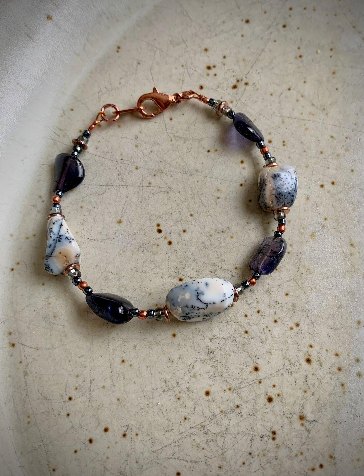 Bateia Bracelet - Moss Opal, Iolite, Copper