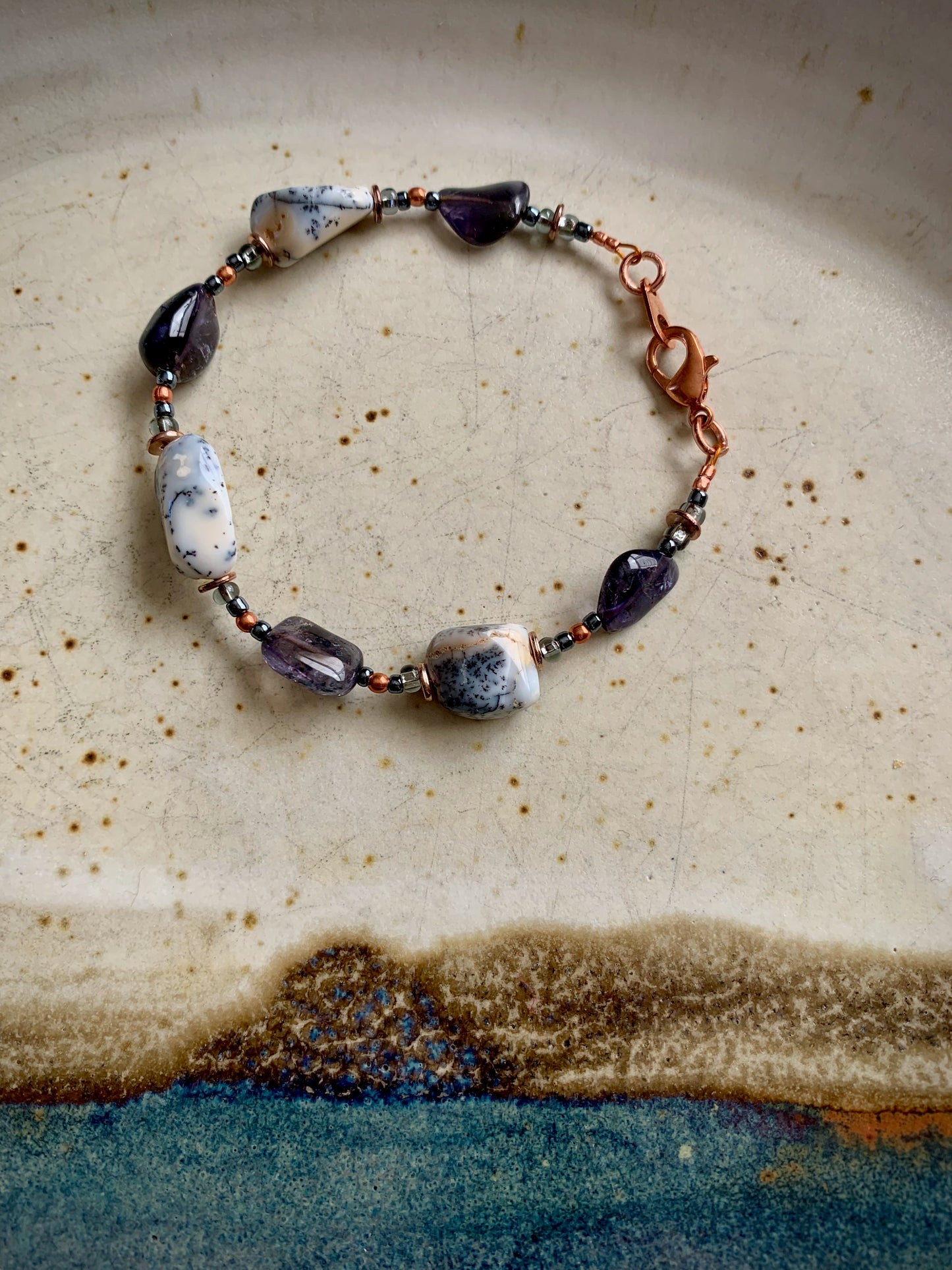 Bateia Bracelet - Moss Opal, Iolite, Copper