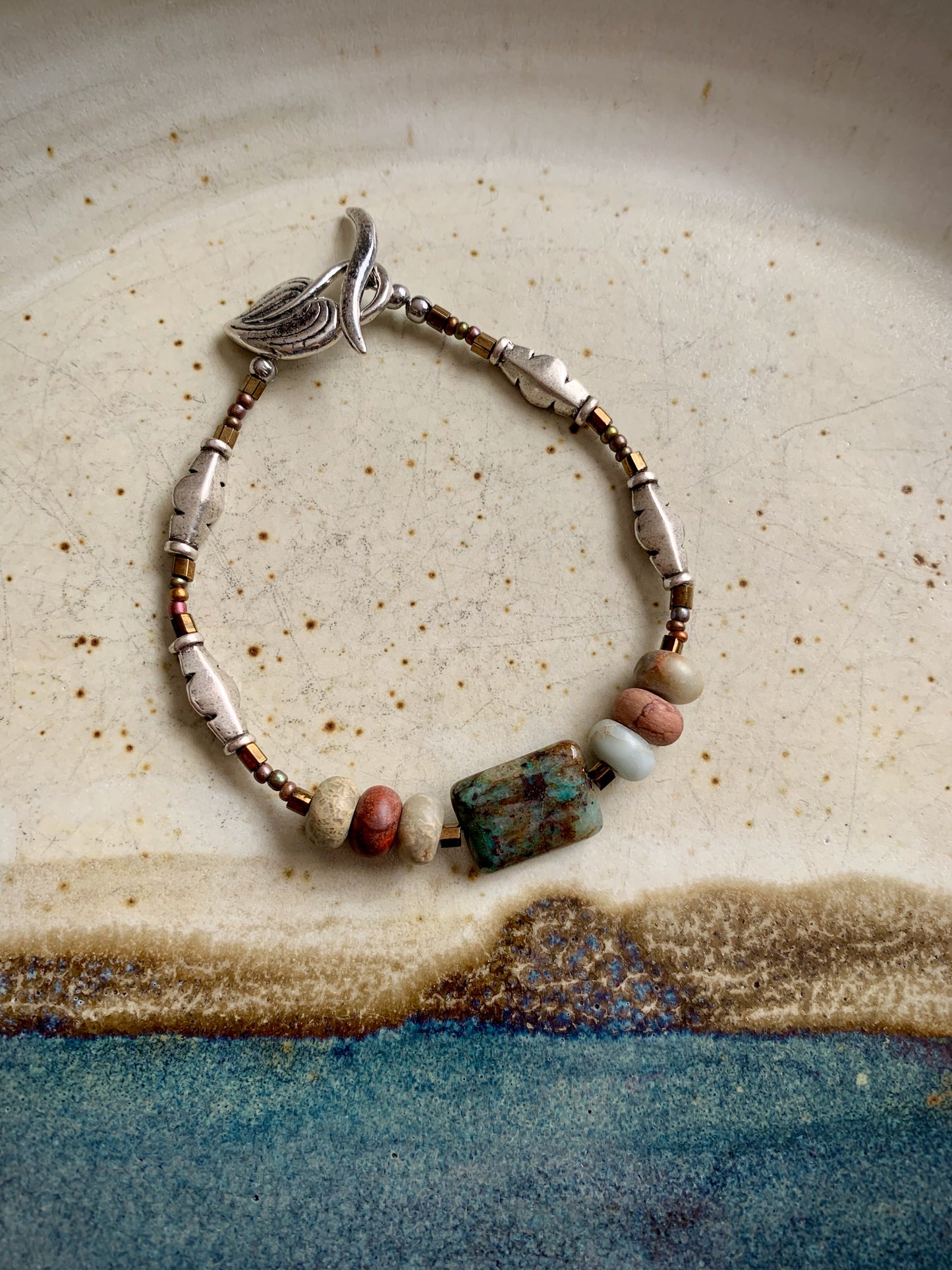 Preciosa Bracelet - Chrysocolla in Quartz and Polychrome Jasper