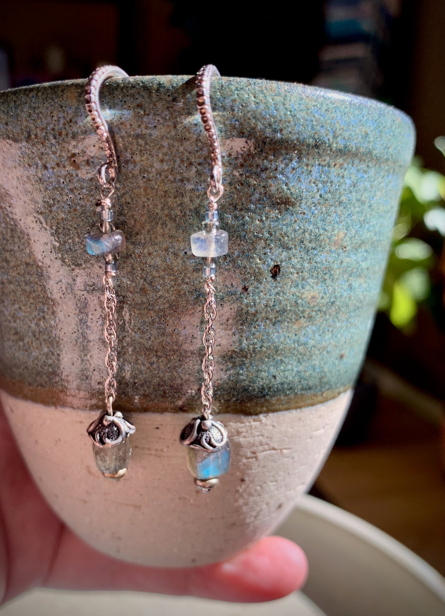 Guapa Earrings - Labradorite Cube and Rondelle Drops