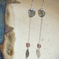 Caricia Earrings - Cube Labradorite, Purple Crystal, Feather Dangle