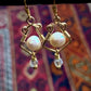 Sonrisa Earrings -  Gold Wirework with Pearl and Quartz