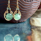 Unica Earrings - Gold Wirework with Faceted Aqua Chalcedony