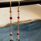 Amor Earrings - Blue Topaz with Garnet Drop