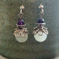 Azucar Earrings - Aquamarine and Dark Purple Fluorite