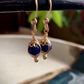 Elegancia Earrings - Gold Herringbone Wire Wrapped Blue Porcelain