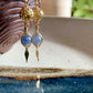 Blue Aventurine Gold Wire-Wrapped Earrings